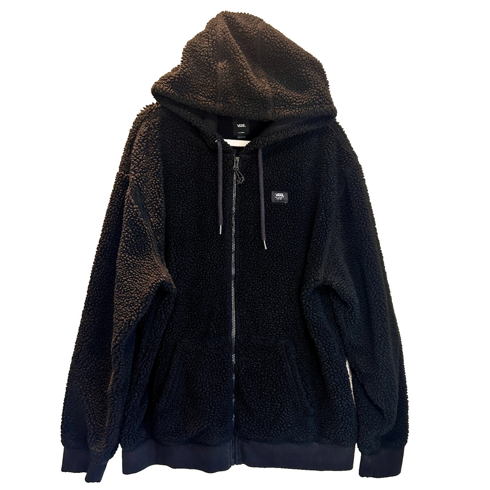 VANS Hoodie Mens XL Black Tailwater Sherpa Full Zip Sweatshirt Street Style